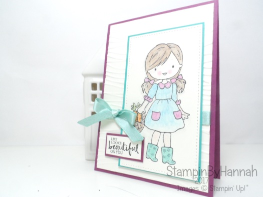 Stinkin Inkers Card Making Challenge Just Because Card using Garden Girl and Beautiful You from Stampin' Up!